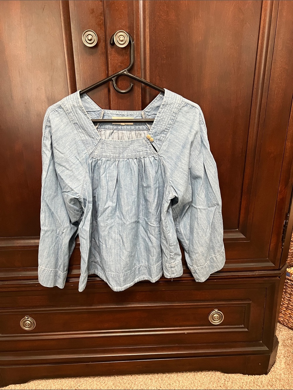Madewell Light Blue Chambray Peasant Blouse